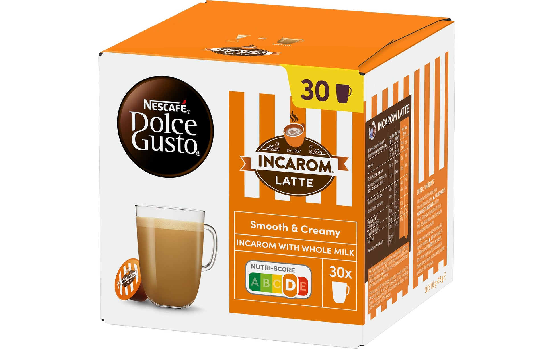 Nescafé Incarom Latte – Kapseln für Dolce Gusto – Milchkaffee, 30 Kapseln