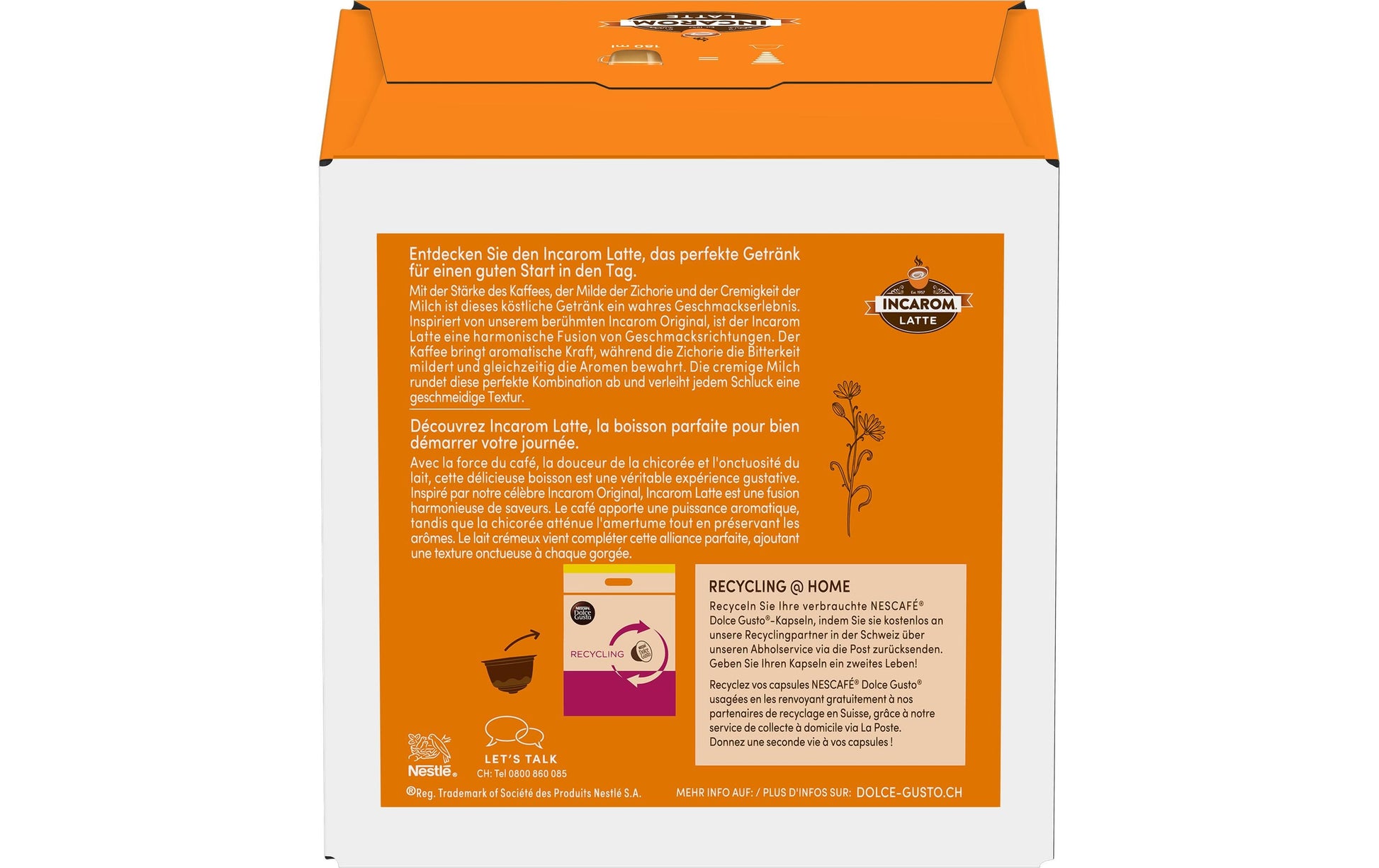 Nescafé Incarom Latte – Kapseln für Dolce Gusto – Milchkaffee, 30 Kapseln