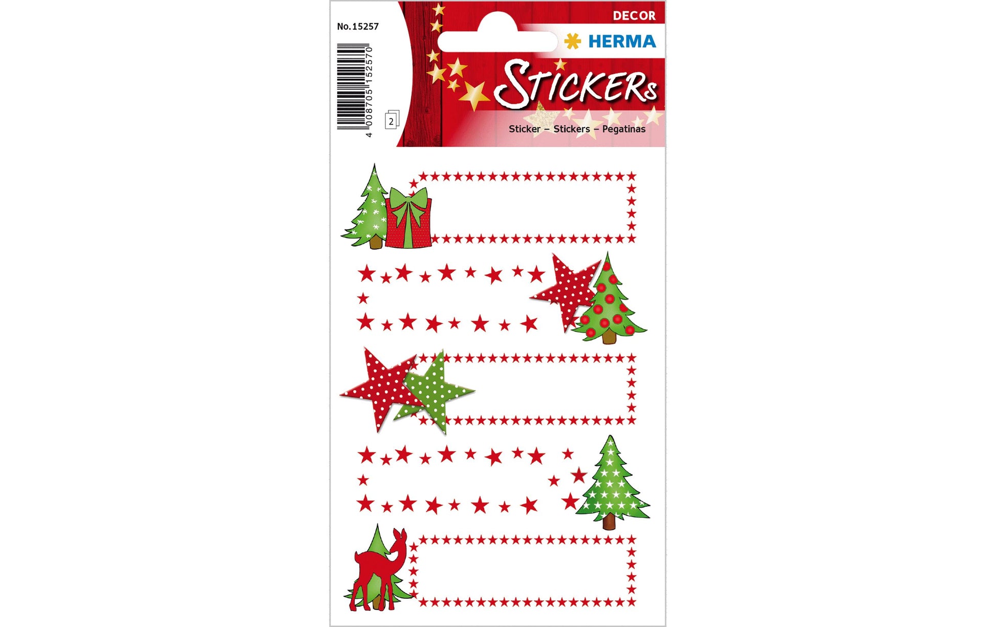 HERMA Schmucketiketten Decor Weihnachten – 84 × 120 mm – mehrfarbig – 10 Stk.