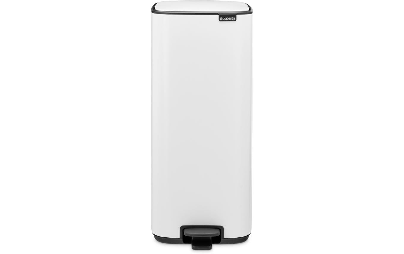 Brabantia Papierkorb – 30 l – mit Deckel, Stahl, Weiss – B × H 288 × 647 mm