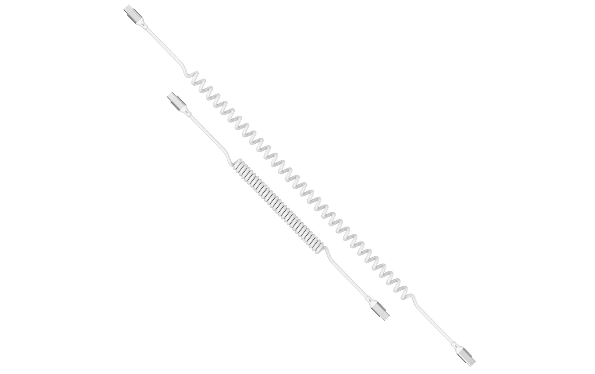 4smarts USB-C auf USB-C Kabel – USB 2.0 (480 Mbit/s) – 1,35 m – PD 100 W – Spiralkabel, TPU-Mantel – Weiss
