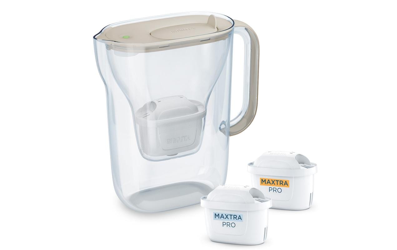 Brita Style Essential – Tischwasserfilter 2,4 l, MAXTRA, Kunststoff, Sand, mit 2 Kartuschen