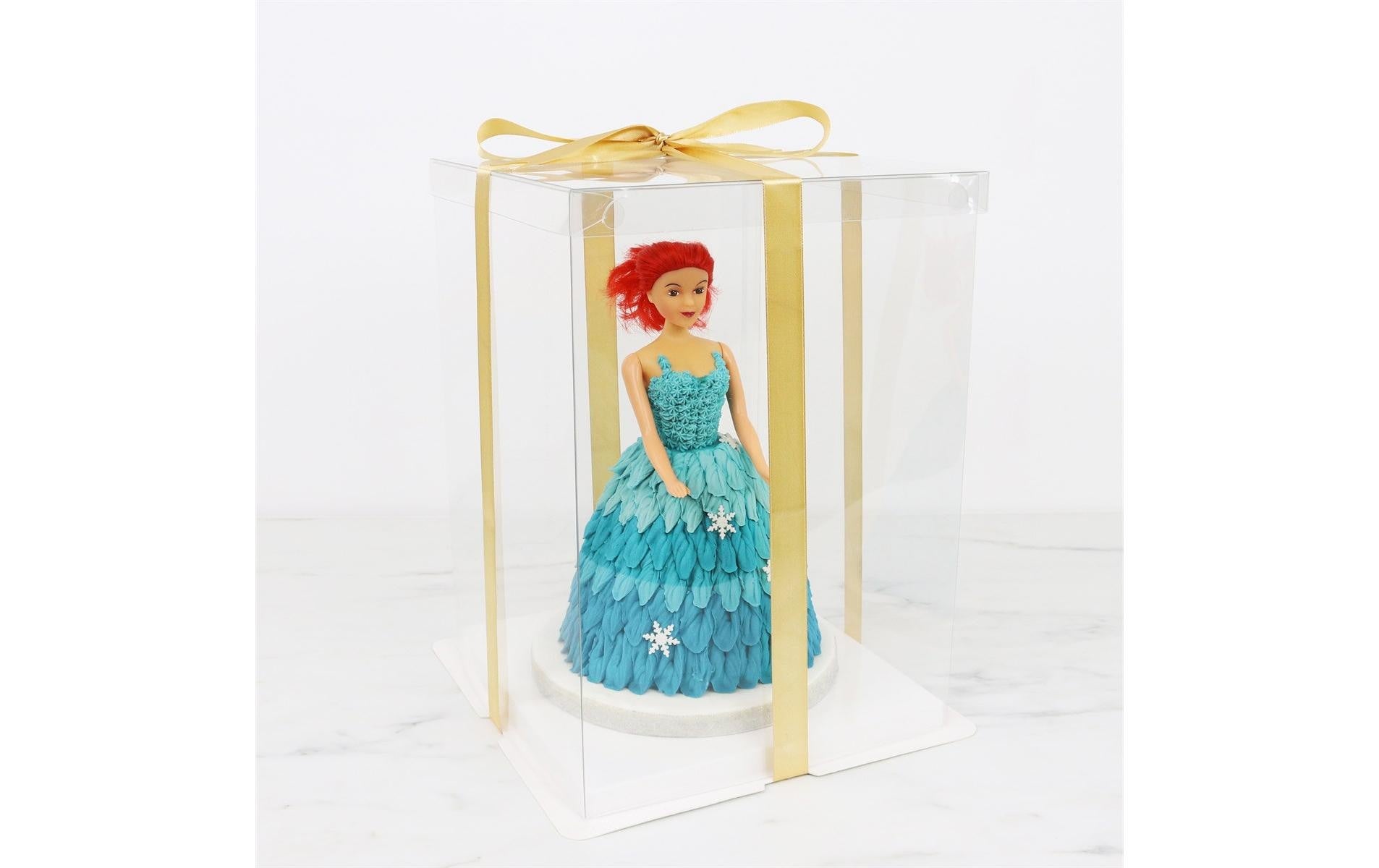 PME Kuchenbehälter – Klar – 20 × 20 × 27,9 cm – Kunststoff (PET) – Goldenes Satinband