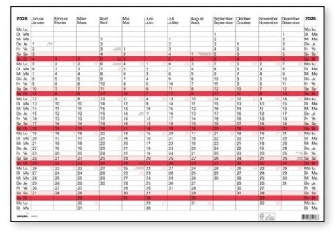 Simplex Jahresplaner – zweisprachig d/f – 2026 – A2