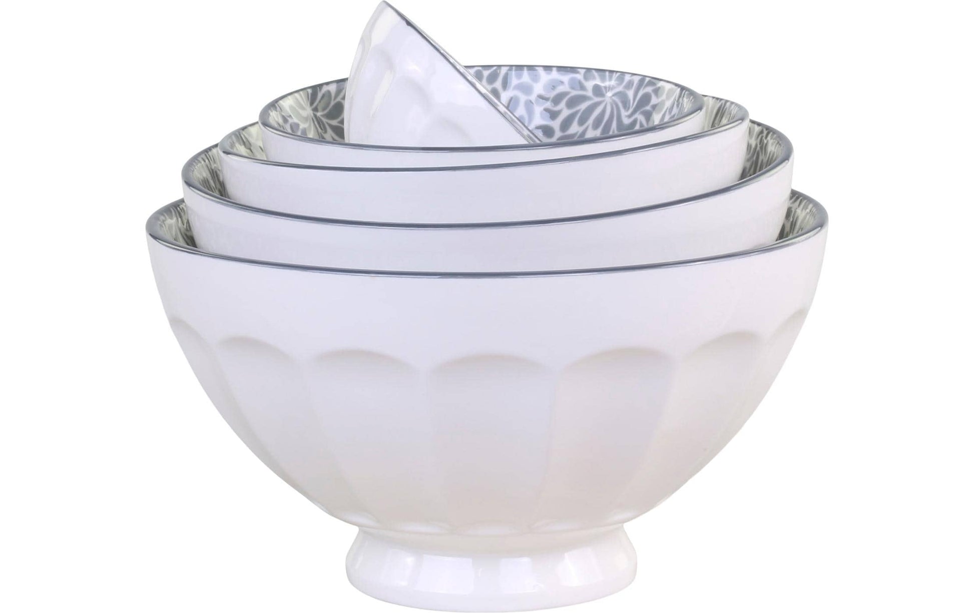 Chic Antique Schüsselset Arés – 5-teiliges Set, Ø 8 cm, Porzellan, Grau, spülmaschinenfest, mikrowellengeeignet