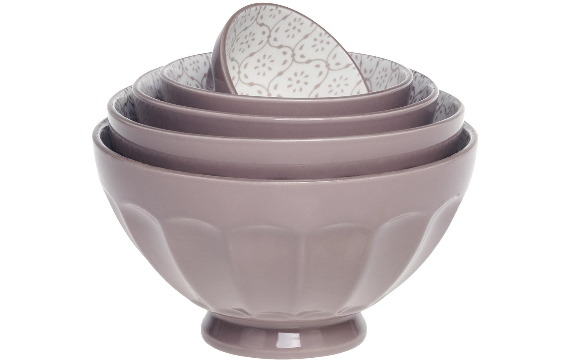 Chic Antique Schüssel-Set Arés – 5-teiliges Set, Ø 8 cm, Porzellan, Taupe, spülmaschinenfest, mikrowellengeeignet