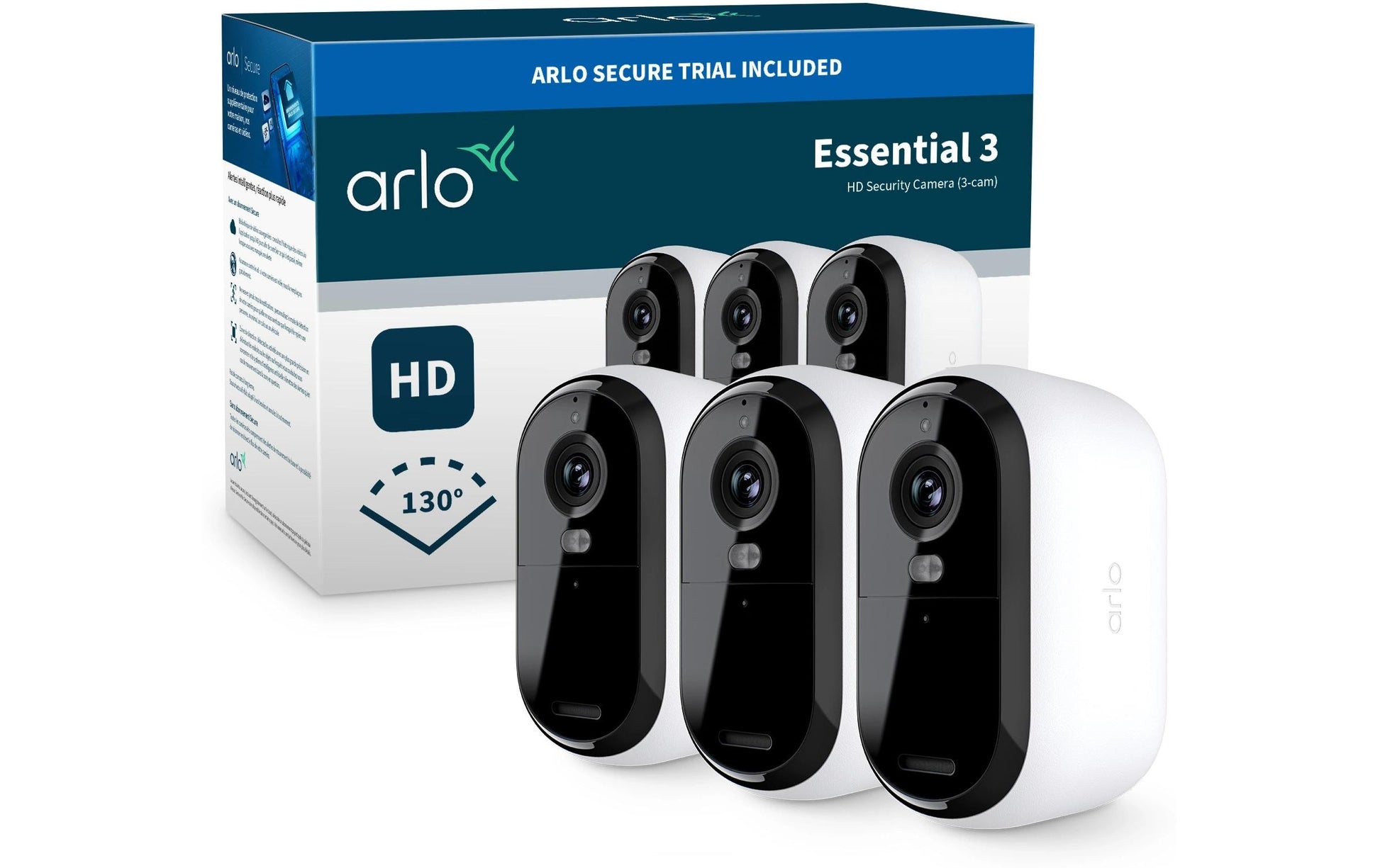 Arlo Essential 3 VMC2380 IP-Kamera – 2 MP, Full HD, IP65, 3er-Pack