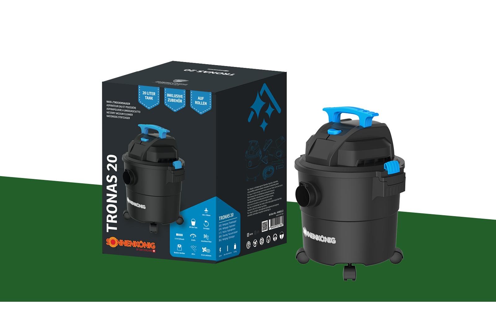 Sonnenkönig Nass-/Trockensauger TRONAS 20 mit Wischfunktion – 20 l, 1100 W
