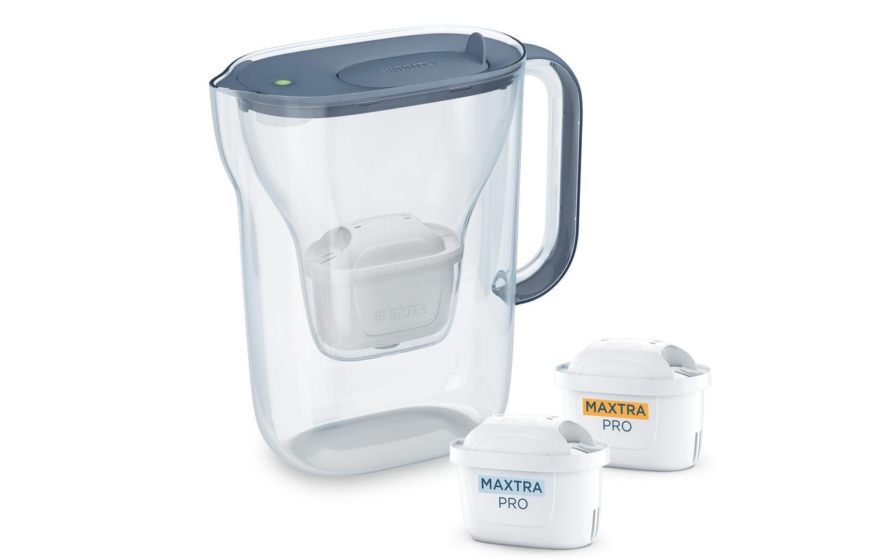 Brita Style Essential – Tischwasserfilter 2,4 l, MAXTRA, Kunststoff, Blau/Transparent, mit 2 Kartuschen