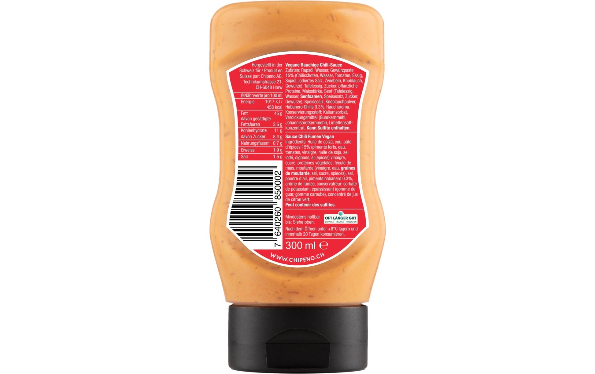 Chipeno Chilisauce Habanero, rauchig, scharf, vegan – 300 ml