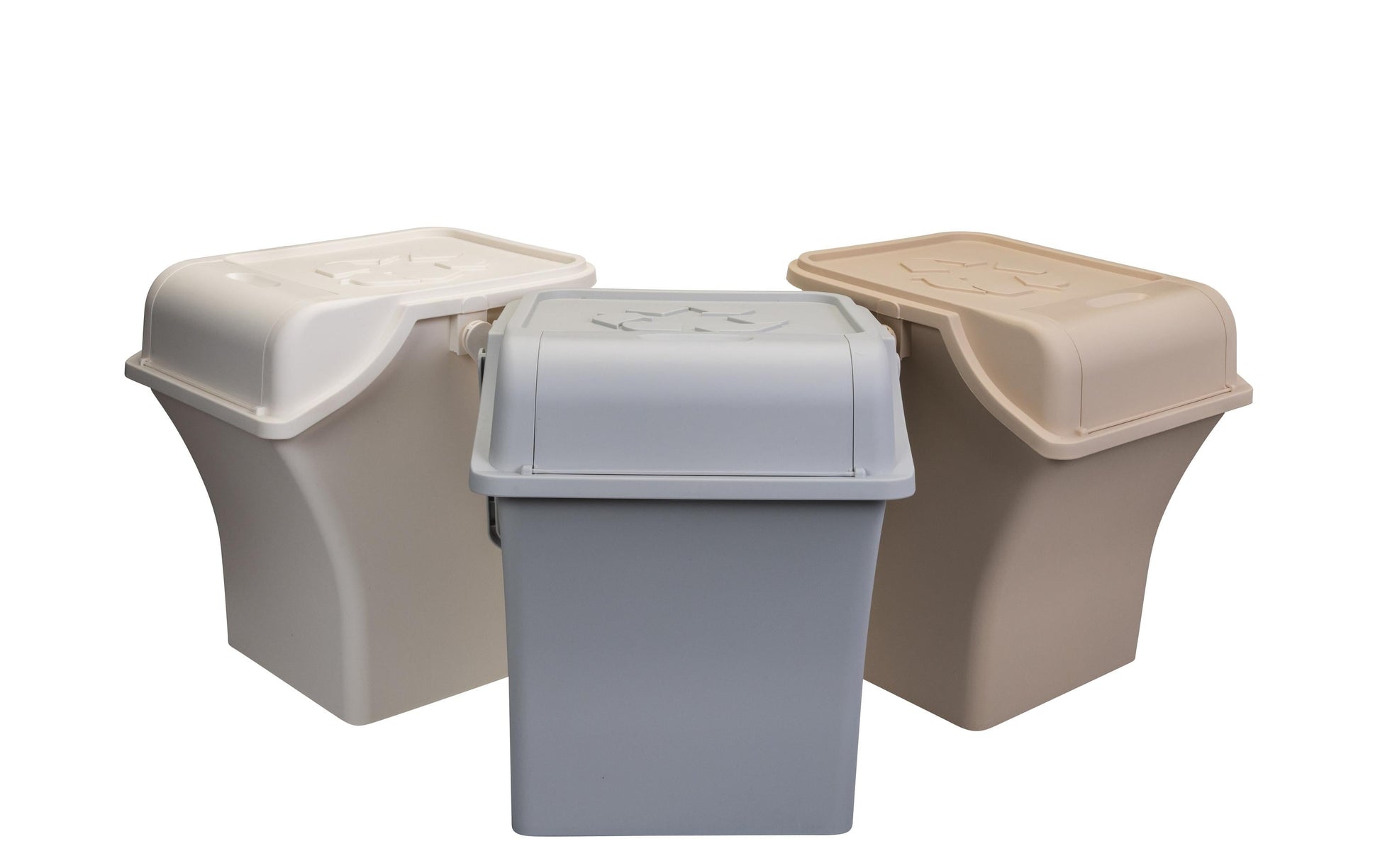 Cocon Recyclingbox – 3×45 l – Kunststoff (PP), rechteckig – Elfenbein – 3-fach