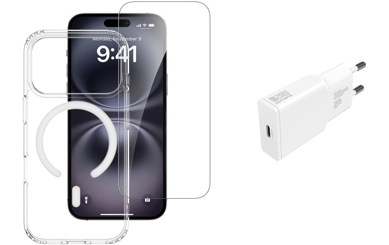 4smarts 3in1 Set – Backcover – für Apple iPhone 17 Pro Max, MagSafe, Gehärtetes Glas, Transparent, 3er-Set