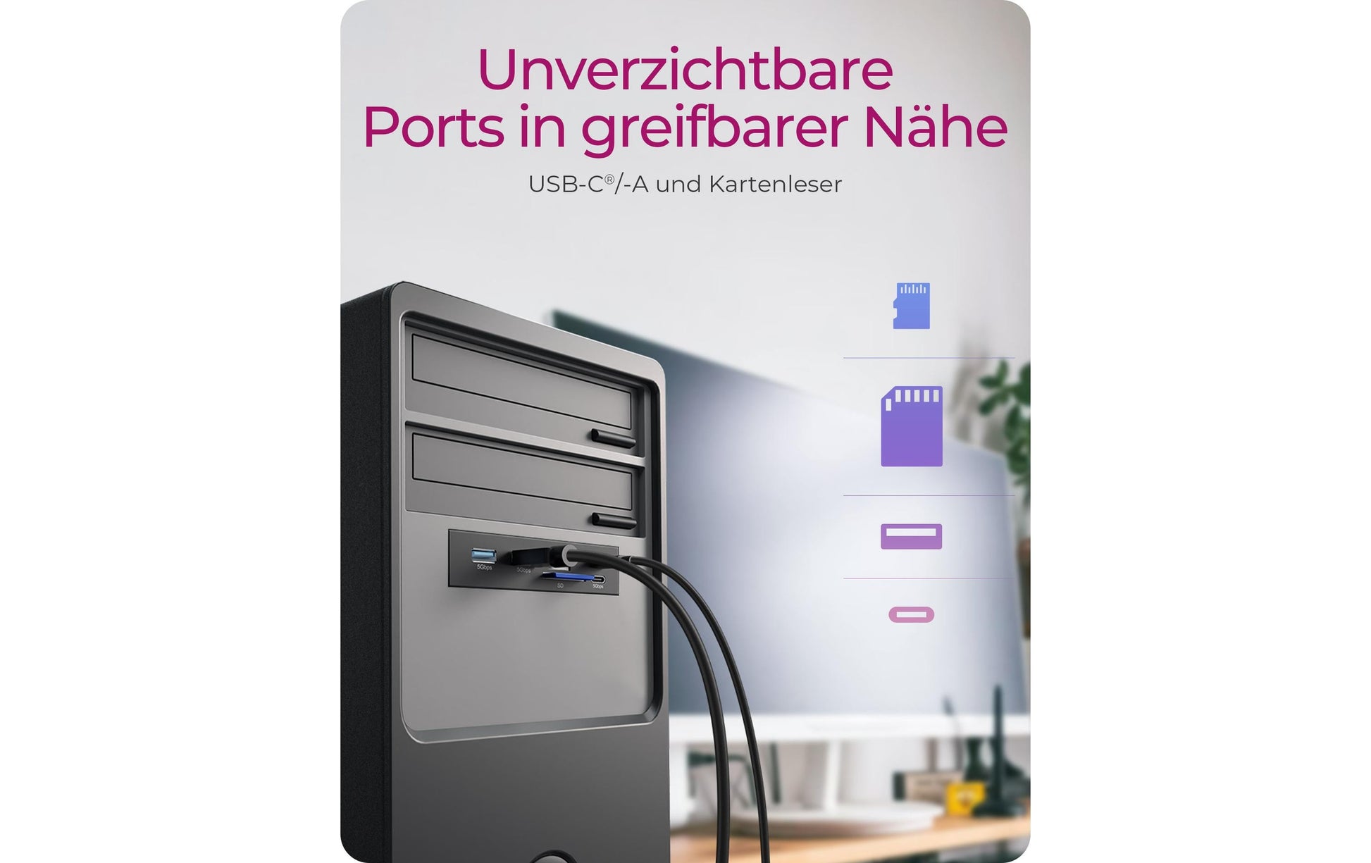 RaidSonic ICY BOX IB-1419-i3 USB-Hub – USB-C, 2× USB-A, SD