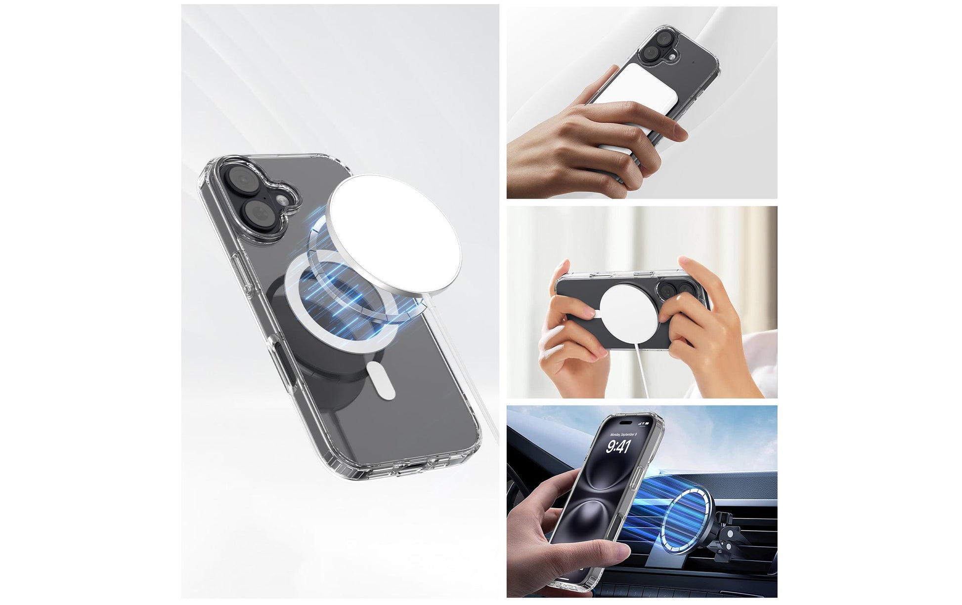 4smarts 3in1 Set – Spezial-Zubehör – MagSafe, kabelloses Laden – für iPhone 17 – 3er Pack – Transparent/Weiss