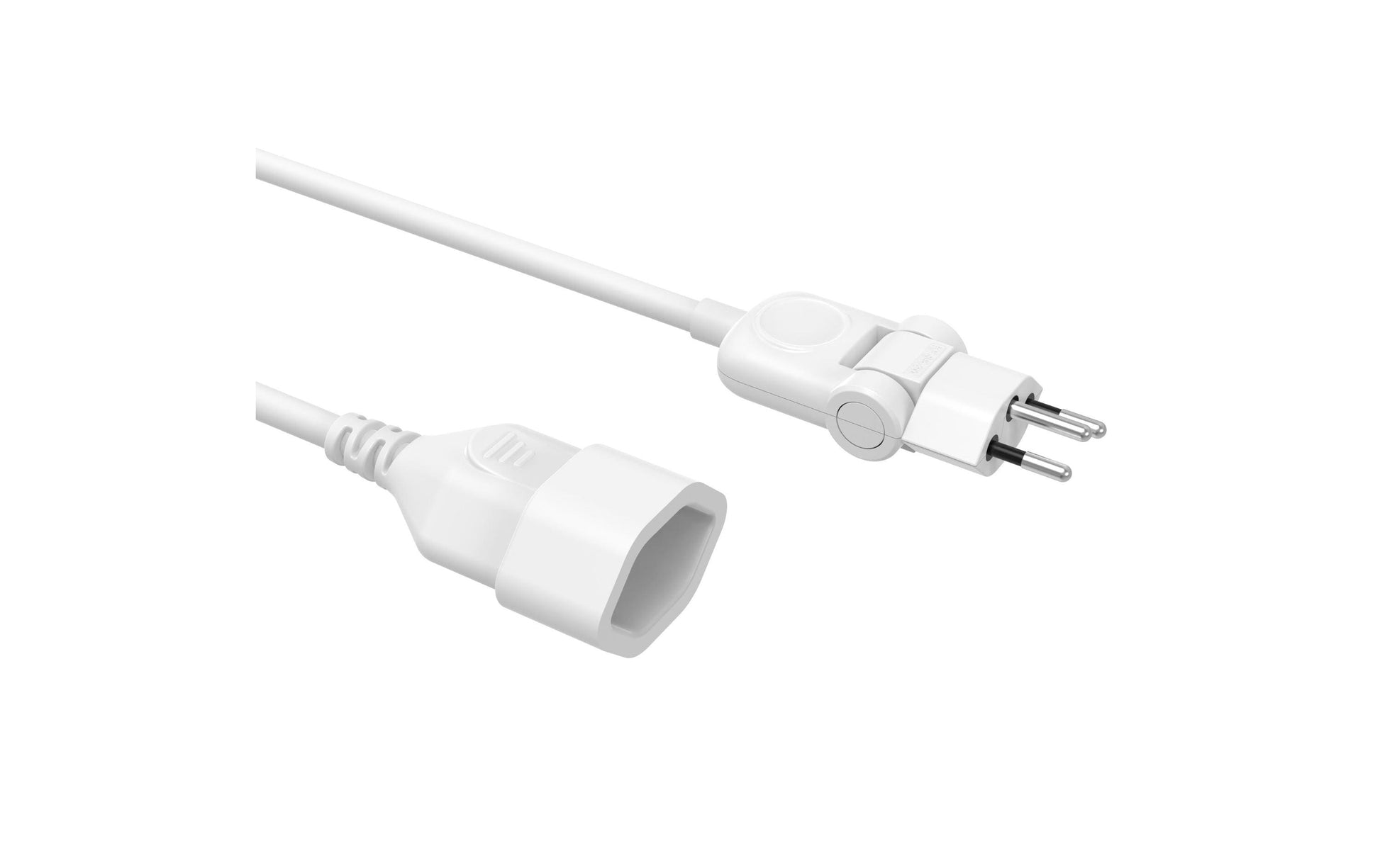 M. Schönenberger Netzkabel, T12 auf T13, Drehwinkelstecker, 230 V, 5 m, Weiss, 82.100.5WS