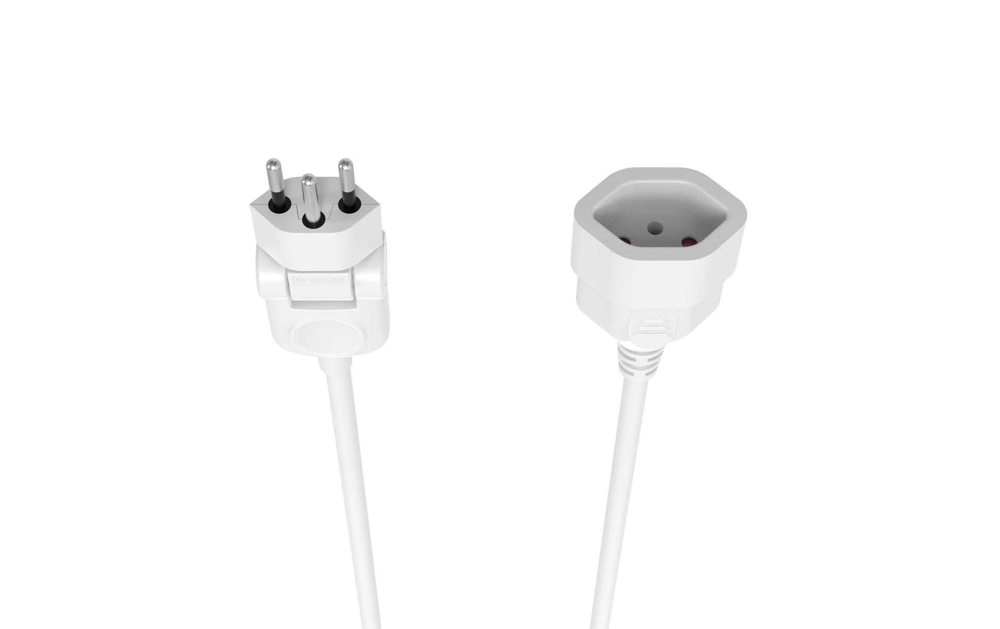 M. Schönenberger Verlängerungskabel, T12–T13, 3 m, IP20, 1 mm², Drehwinkelstecker – Weiss