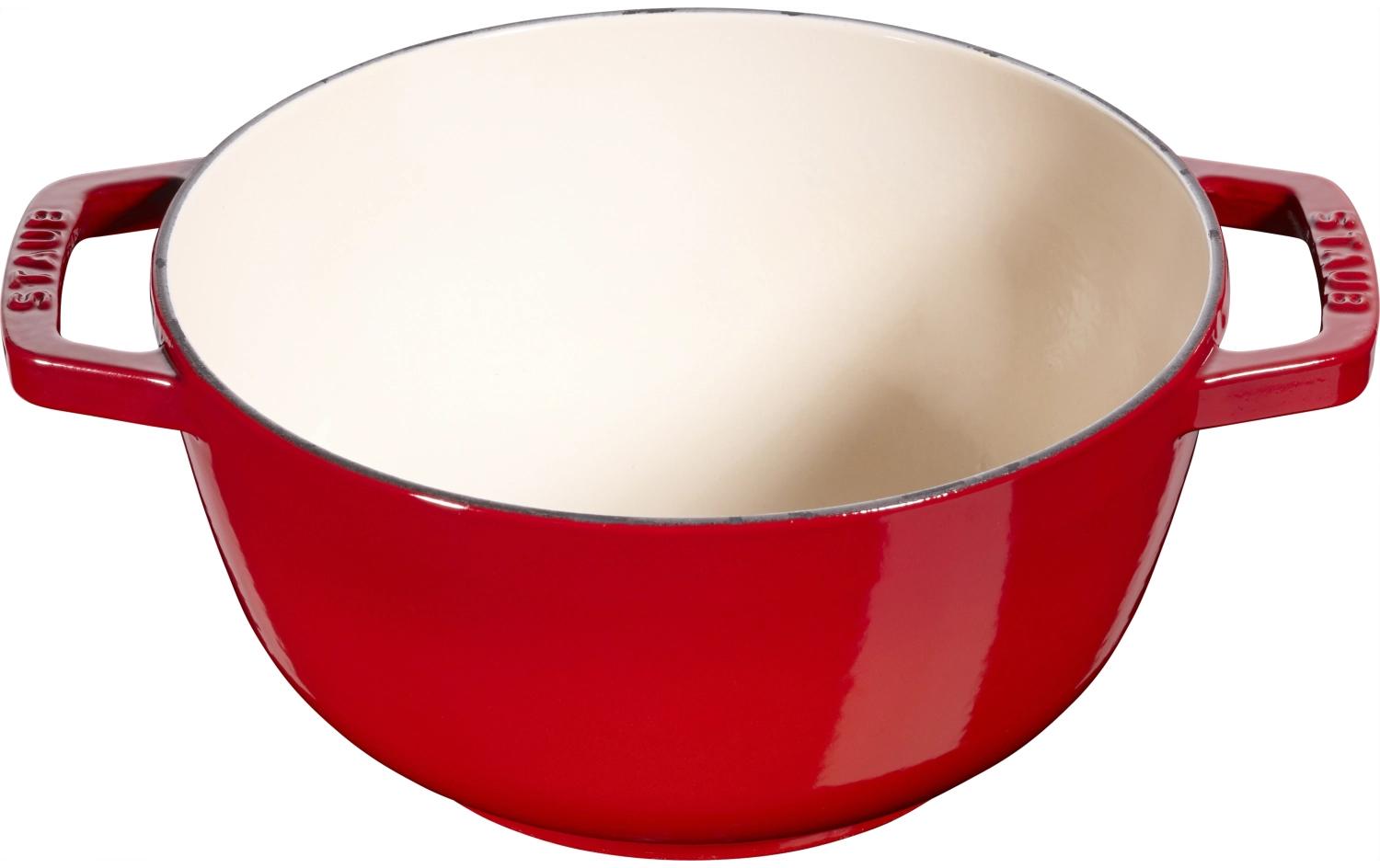 Staub Fondue-Set – Ø 20 cm, Gusseisen, für Käsefondue, Teelichter, Kirschrot, 6 Pers., 5 Teile