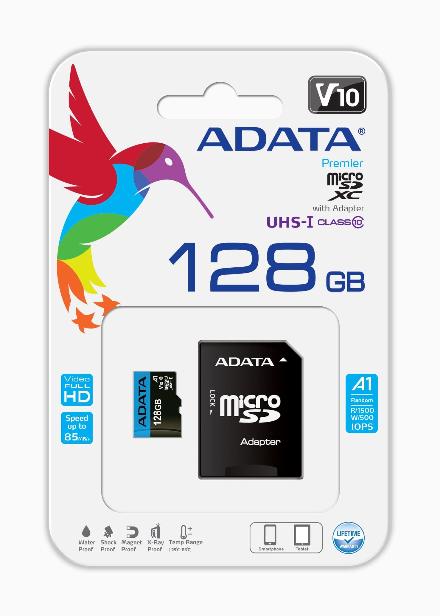 ADATA Premier microSDXC 128 GB – UHS-I, Klasse 10, A1, 85/25 MB/s, inkl. SD-Adapter