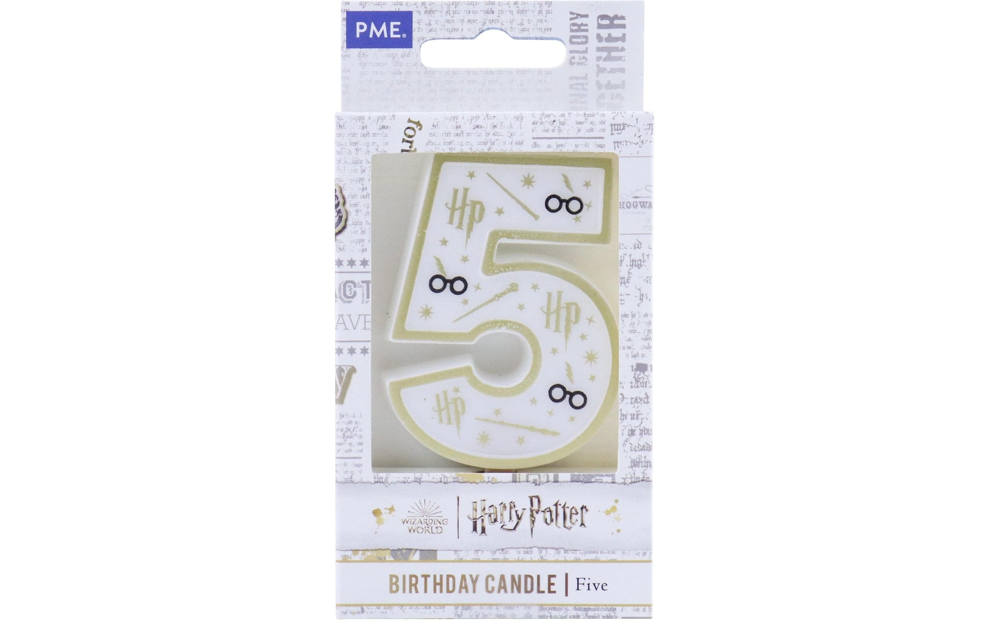 PME Geburtstagskerzen Harry Potter – Weiss/Gold – 50 × 70 mm – 1 Stk