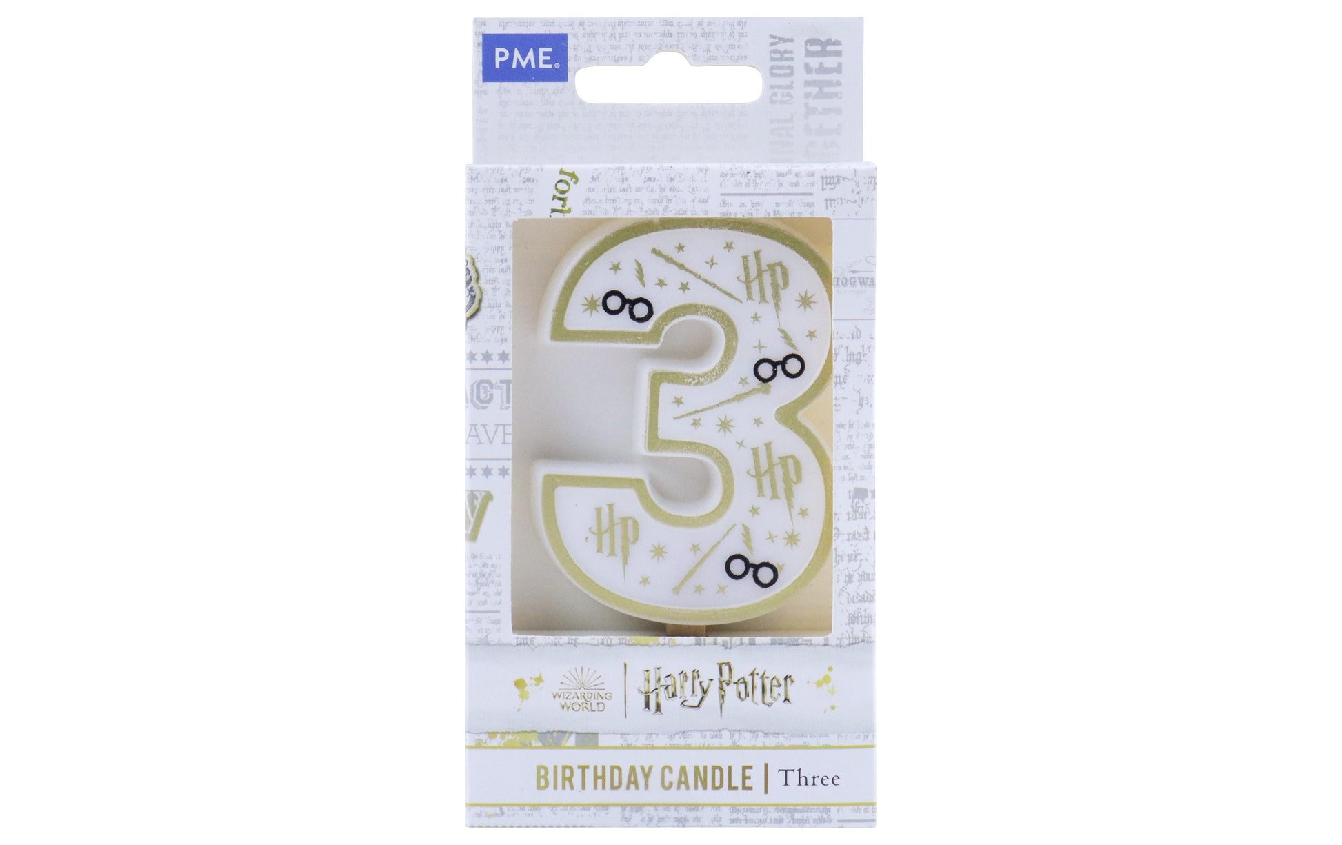 PME Geburtstagskerze Harry Potter – Weiss/Gold – 50 × 70 mm – 1 Stk
