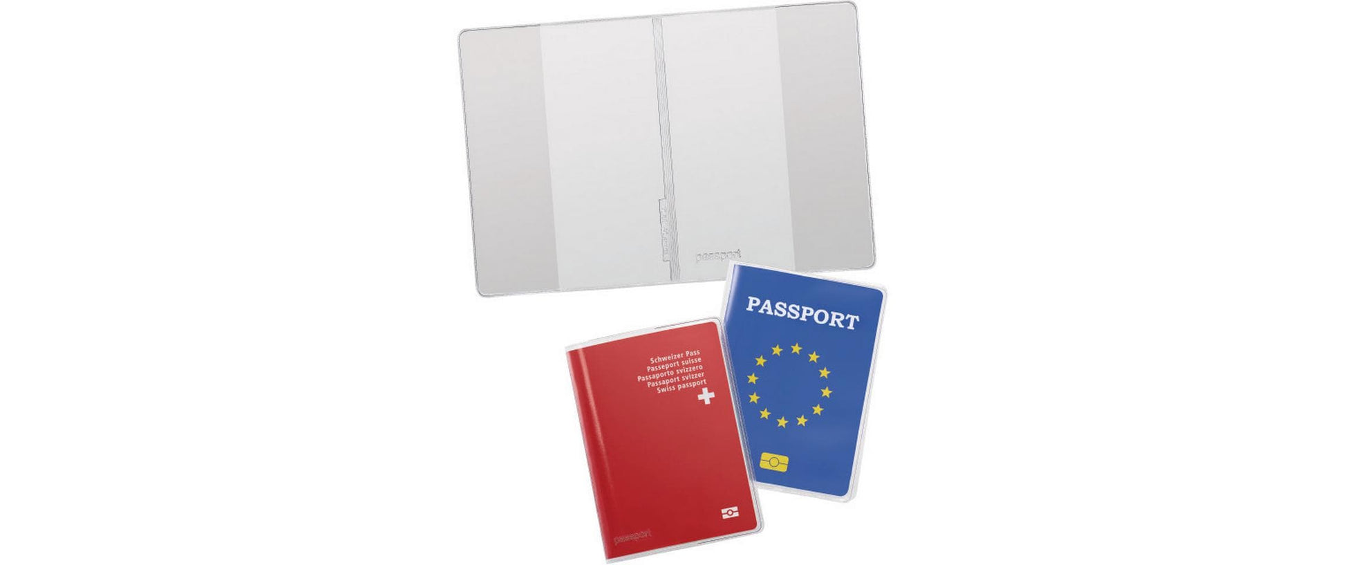 Kolma Dokumentenhülle – für Reisepässe – 100 × 133 mm, Kunststoff, transparent – 2 Stück