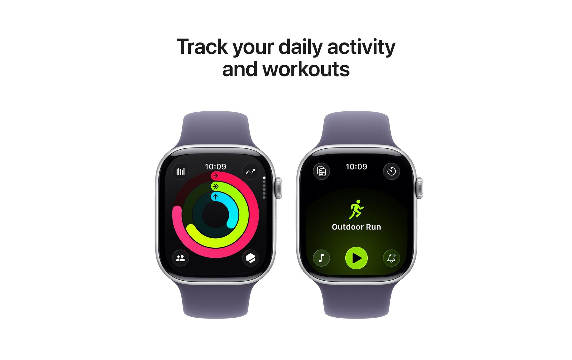 Apple Watch S11 – Smartwatch – 46 mm, GPS, OLED, 50 m, Silber, Purple Fog Sportband (S/M)