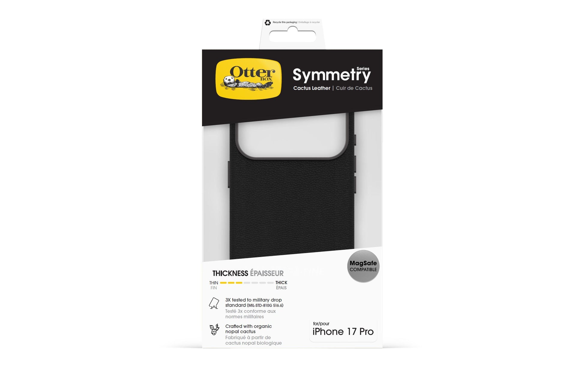 OtterBox Backcover Symmetry Cactus Leather – für Apple iPhone 17 Pro – schwarz – Kunstleder