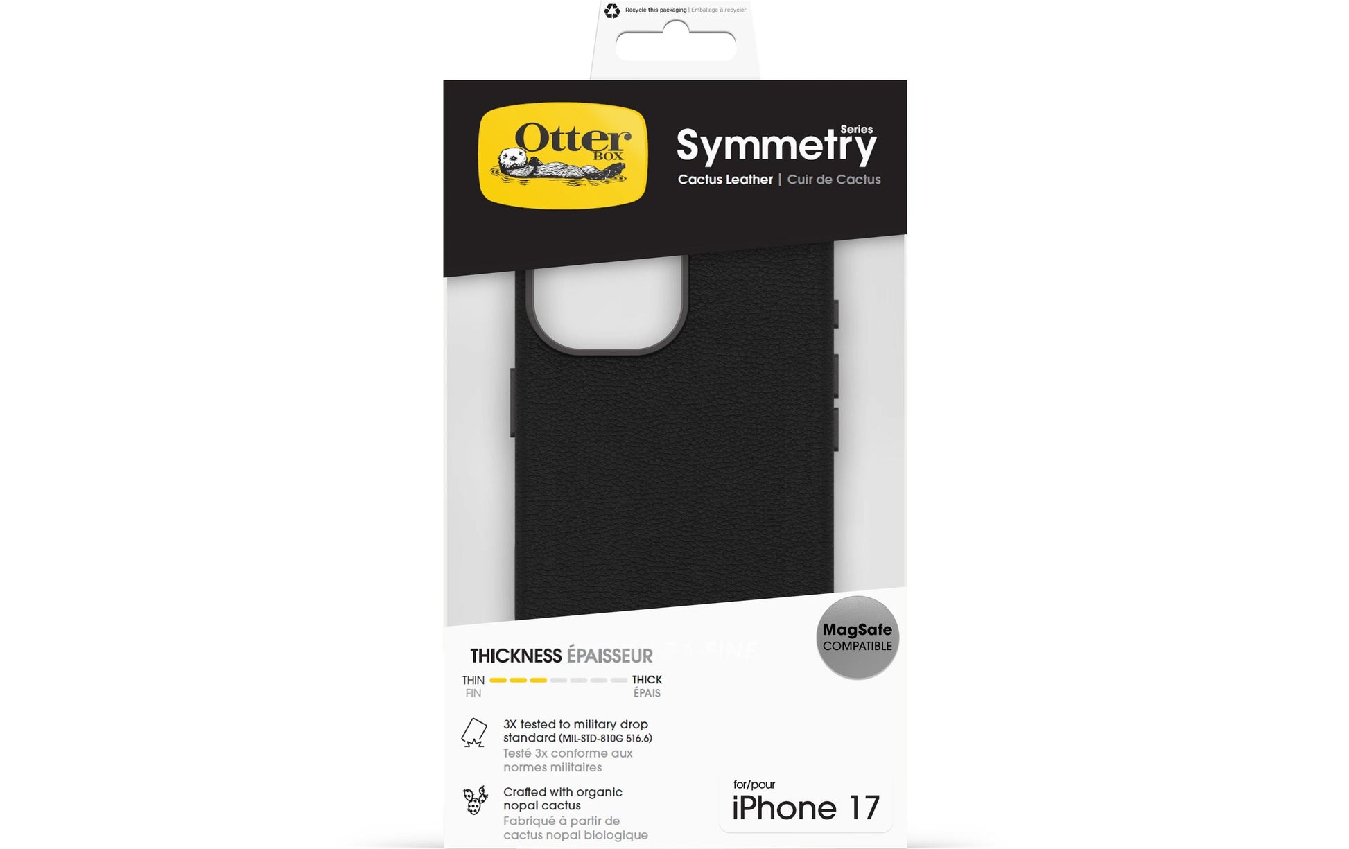 OtterBox Backcover Symmetry Cactus Leather – für Apple iPhone 17 – schwarz – Kunstleder