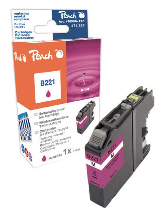 Peach LC-221M Magenta Tintenpatrone (Kompatibel) – 290 Seiten – für Brother MFC-J480DW/680DW/880DW…