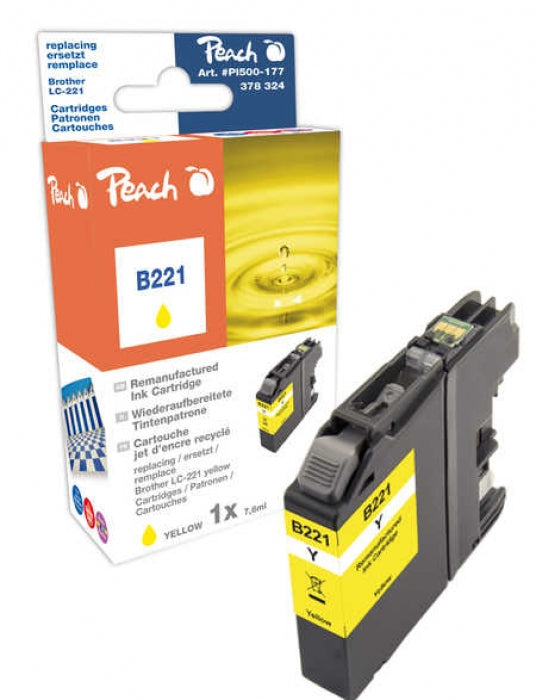 Peach LC-221 Gelbe Tintenpatrone (Kompatibel) – 290 Seiten – für Brother DCP-J562DW/MFC-J480DW/MFC-J880DW