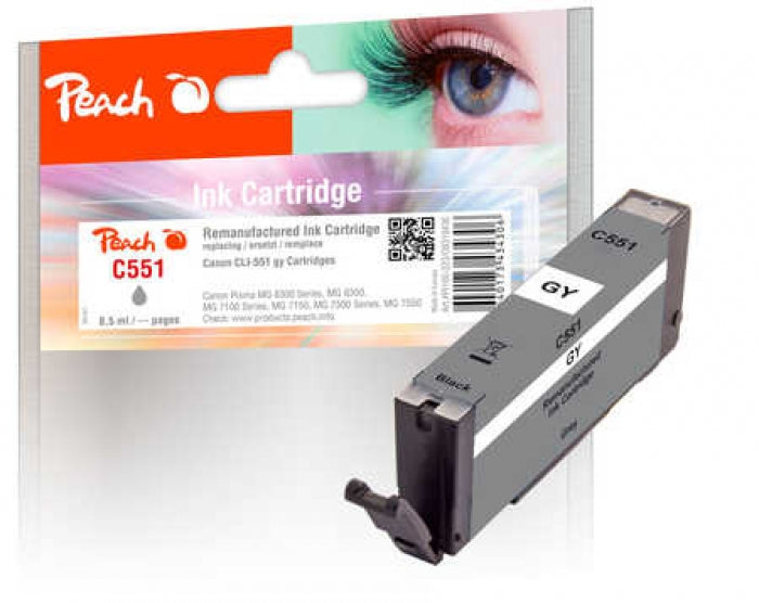 Peach CLI-551 Grau Tintenpatrone (Kompatibel) – 365 Seiten – für Canon Pixma IP8750/MG6350/MG7150