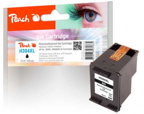 Peach 304XL Schwarz Tintenpatrone (Kompatibel) – 530 Seiten – für HP DeskJet 3720/3730/3732, HP Envy 5030