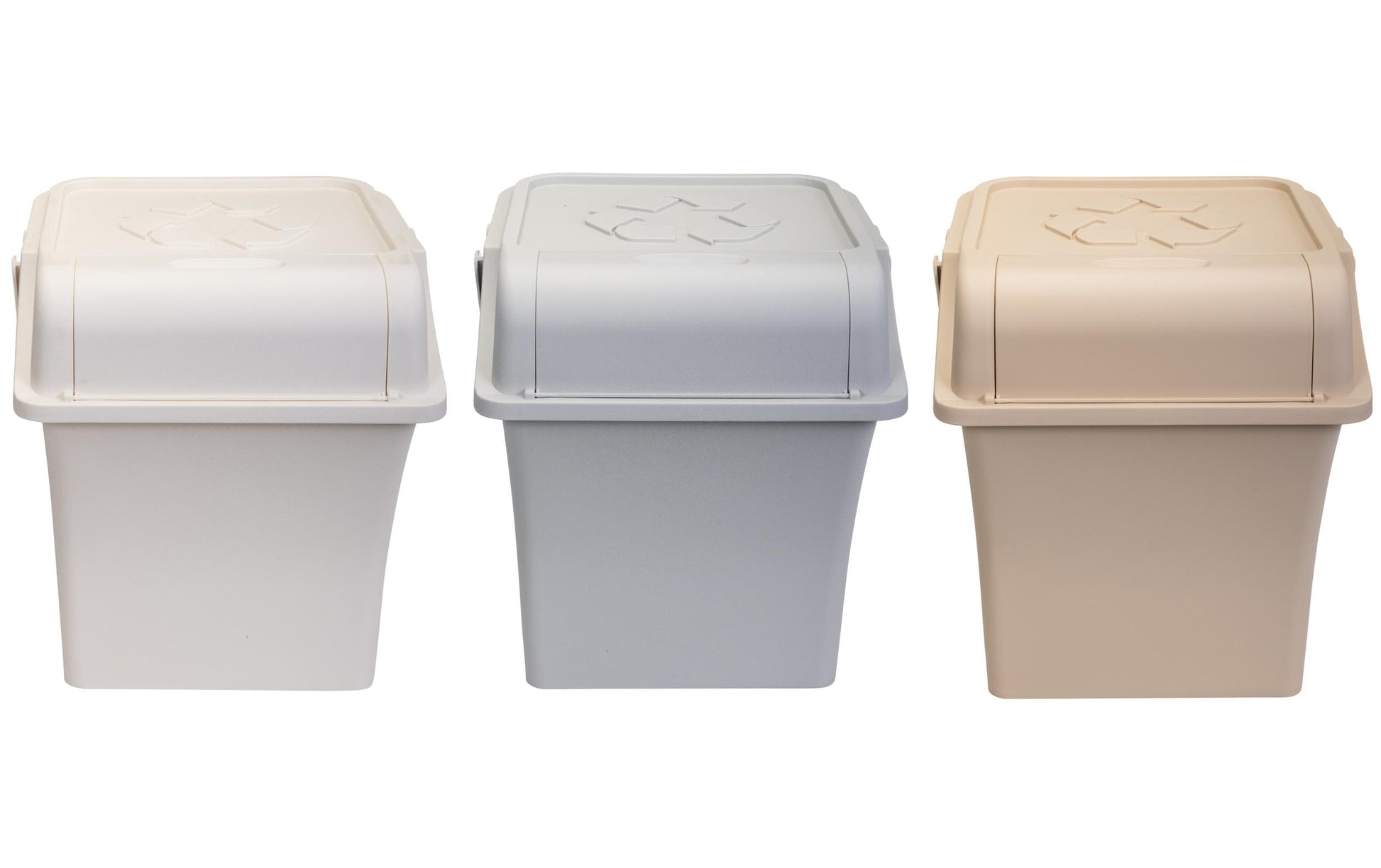 Cocon Recyclingbox – 3×45 l – Kunststoff (PP), rechteckig – Elfenbein – 3-fach
