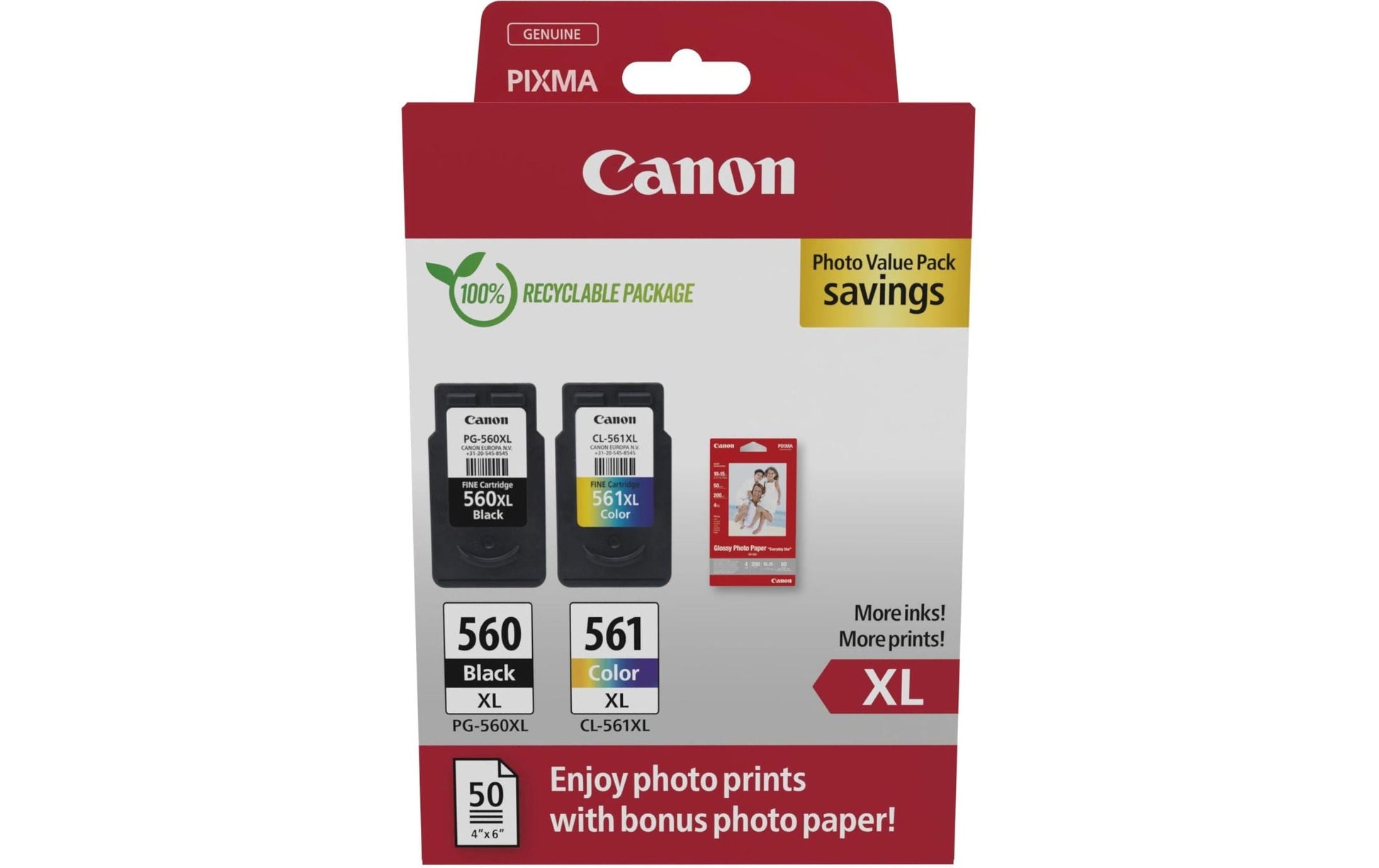 Canon PG-560XL/CL-561XL Tintenpatronen-Multipack, Schwarz/Dreifarbig (Original) – für PIXMA TS5350/TS5351