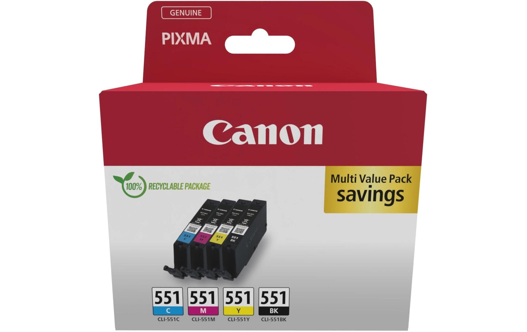 Canon Tintenpatronen-Multipack CLI-551, CMYK, 4er-Pack
