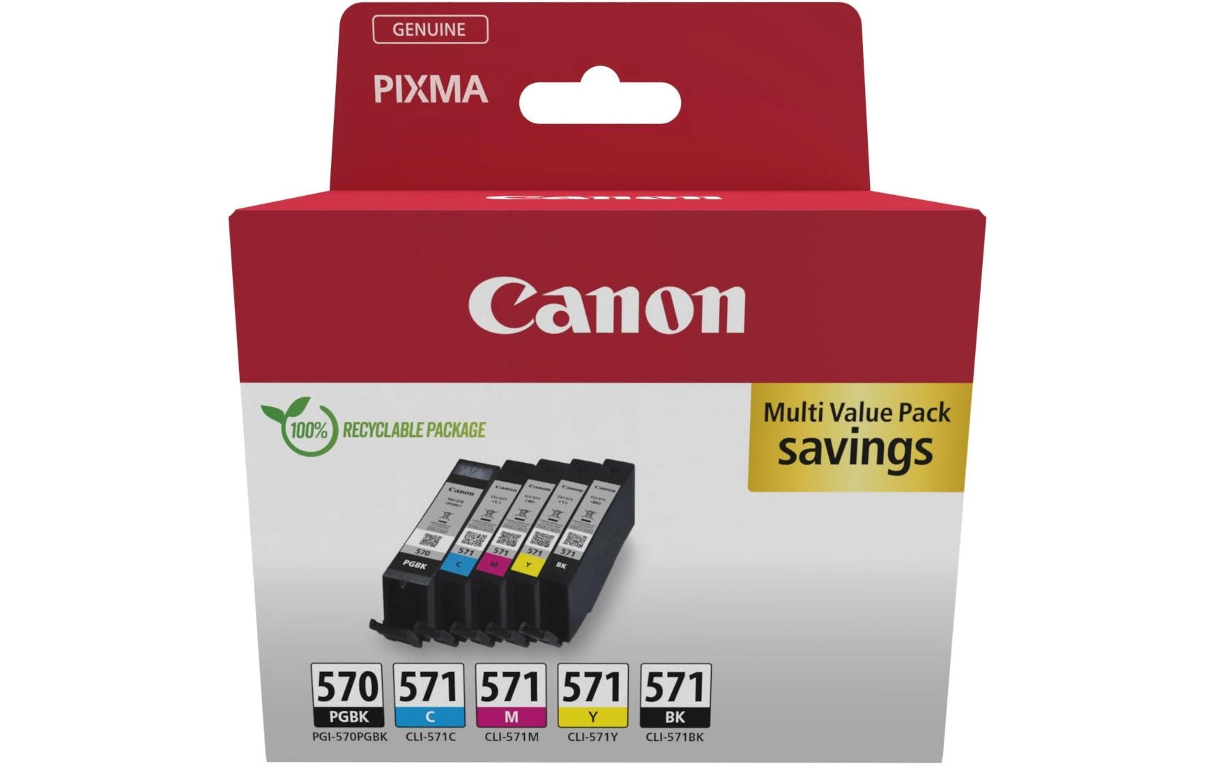 Canon Tintenpatronen-Multipack 570/571, CMYK, 5er-Pack – für Canon 570/571
