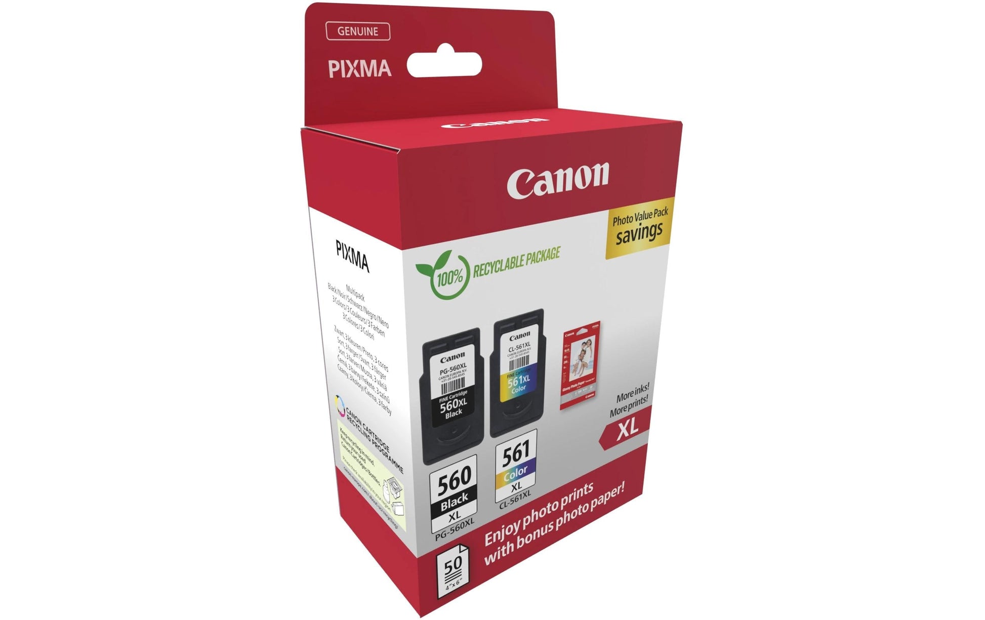Canon PG-560XL/CL-561XL Tintenpatronen-Multipack, Schwarz/Dreifarbig (Original) – für PIXMA TS5350/TS5351