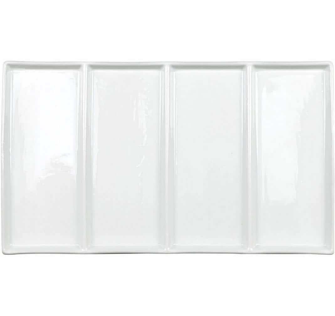 Nouvel Fondueteller – 6er Set, 39 × 23 × 2,5 cm, Keramik, Weiss, für Gemüse und Fleisch