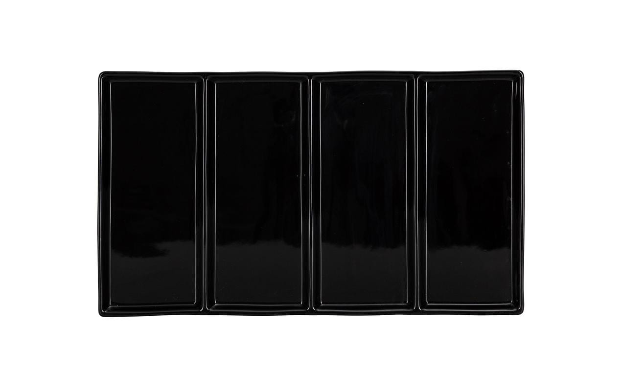 Nouvel Fondueteller – 39 × 23 × 2,5 cm, Keramik, Schwarz, für Gemüse und Fleisch