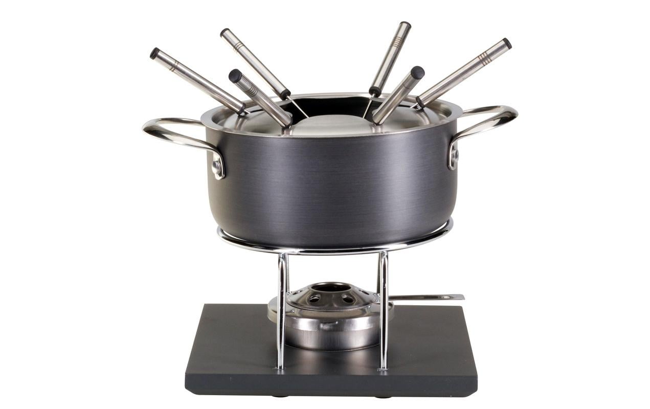Nouvel Fondue Bourguignonne-Set 9-teilig, für 6 Personen – mit Pastenbrenner, Aluguss, für Rechaud