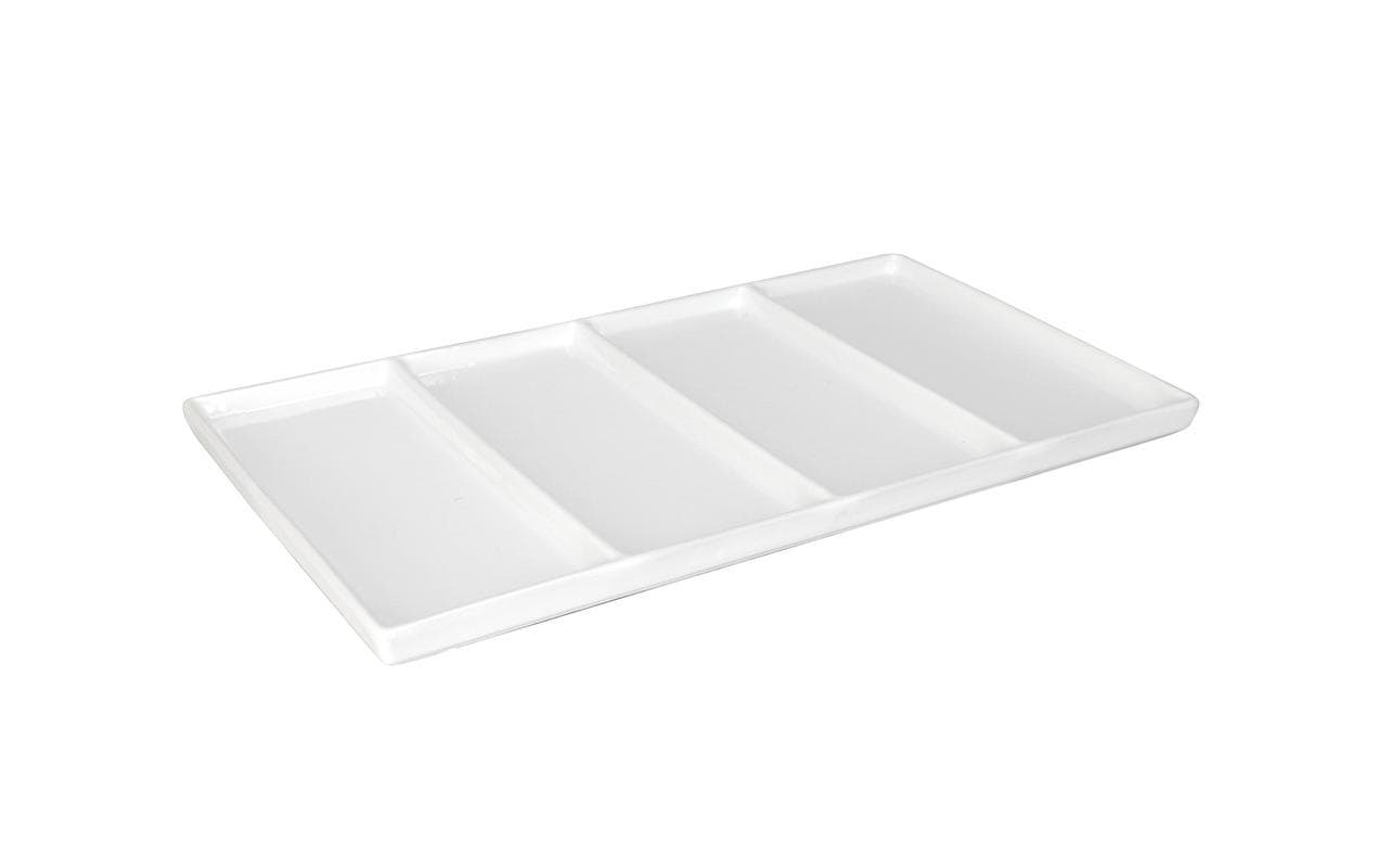 Nouvel Fondueteller – 6er Set, 39 × 23 × 2,5 cm, Keramik, Weiss, für Gemüse und Fleisch