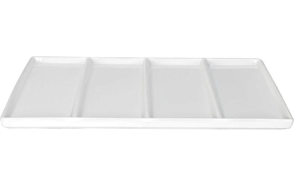Nouvel Fondueteller – 6er Set, 39 × 23 × 2,5 cm, Keramik, Weiss, für Gemüse und Fleisch