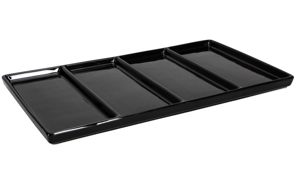 Nouvel Fondueteller – 39 × 23 × 2,5 cm, Keramik, Schwarz, für Gemüse und Fleisch