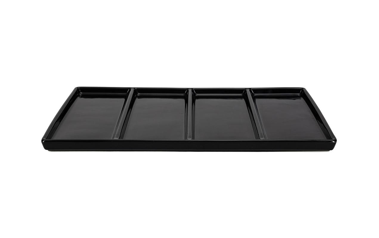 Nouvel Fondueteller – 39 × 23 × 2,5 cm, Keramik, Schwarz, für Gemüse und Fleisch