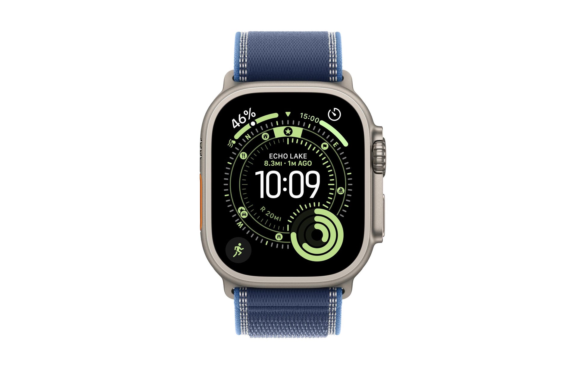 Apple Trail Loop Natural Titanium Finish – Armband – für Apple Watch 49 mm, Blau, S/M, Recyceltes Polyester