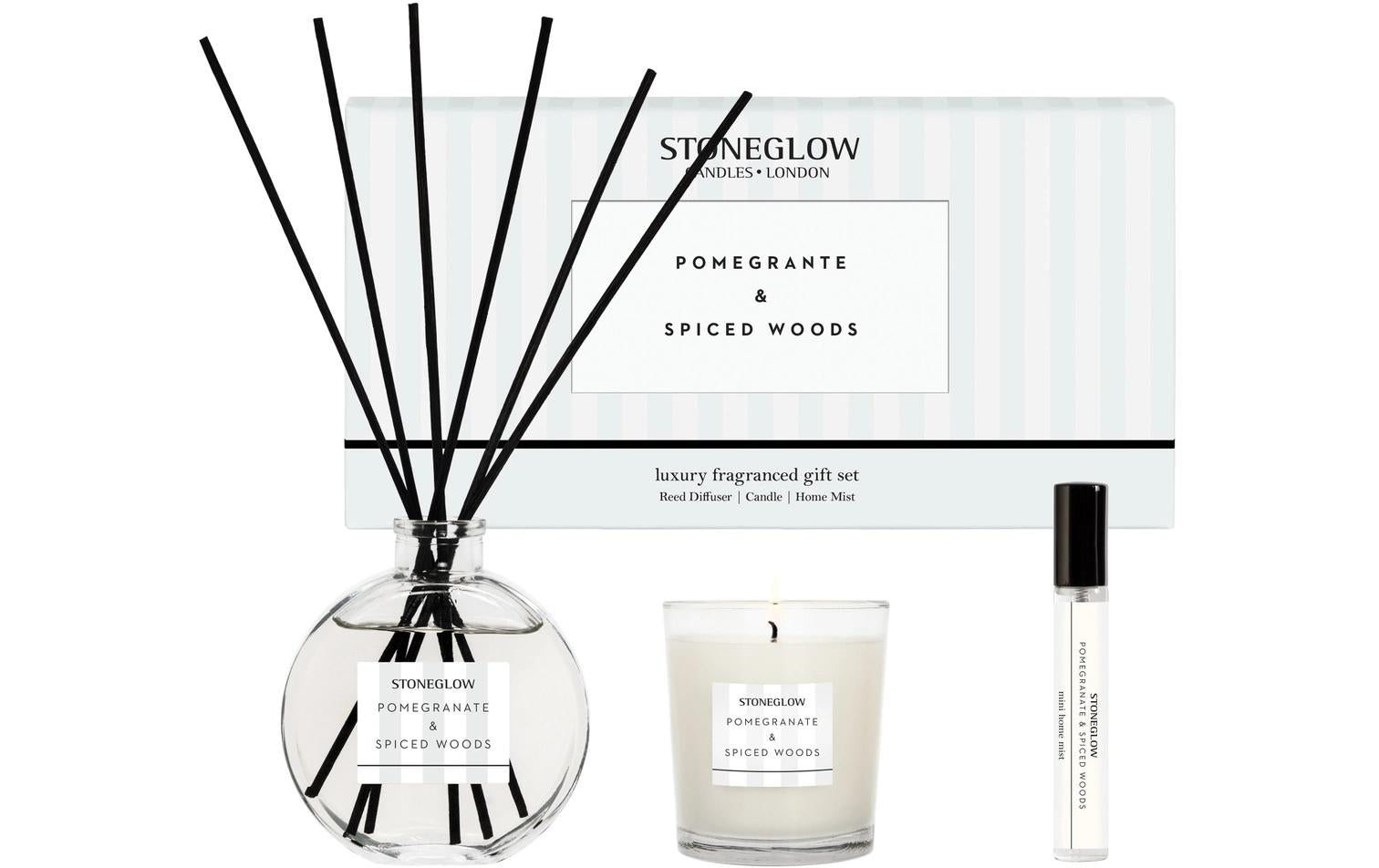 Stoneglow Geschenkset Granatapfel & Würziger Patchouli – 3-teilig – Raumduft 120 ml