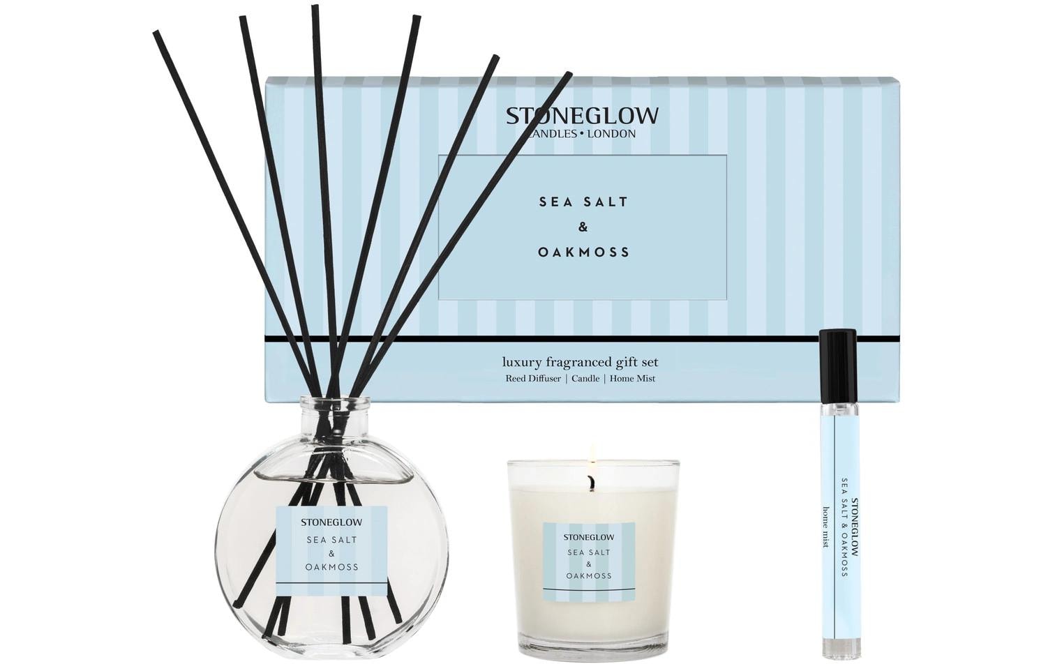 Stoneglow Geschenkset Sea Salt & Oakmoss – 3-teilig – Raumduft 120 ml