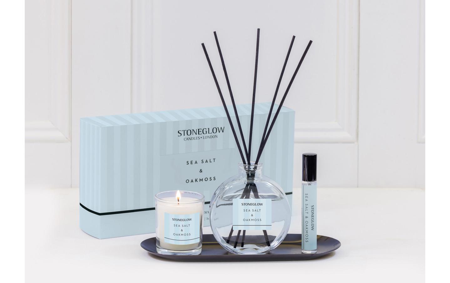 Stoneglow Geschenkset Sea Salt & Oakmoss – 3-teilig – Raumduft 120 ml