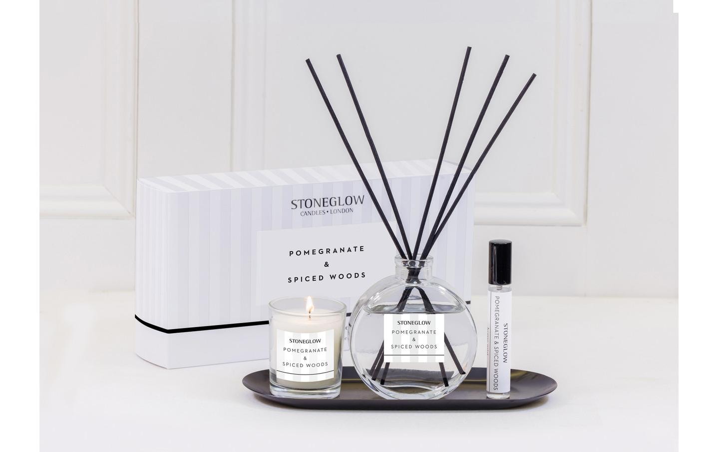 Stoneglow Geschenkset Granatapfel & Würziger Patchouli – 3-teilig – Raumduft 120 ml