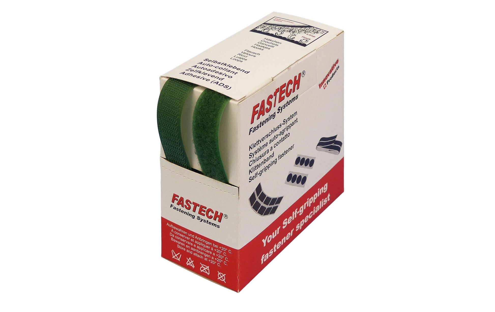 Fastech Klettband 20 mm × 5 m – annähbar, Grün